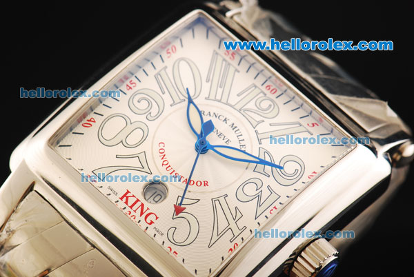 Franck Muller Conquistador King Swiss ETA 2836 Automatic Movement Full Steel with White Dial and Arabic Numeral Markers - Click Image to Close